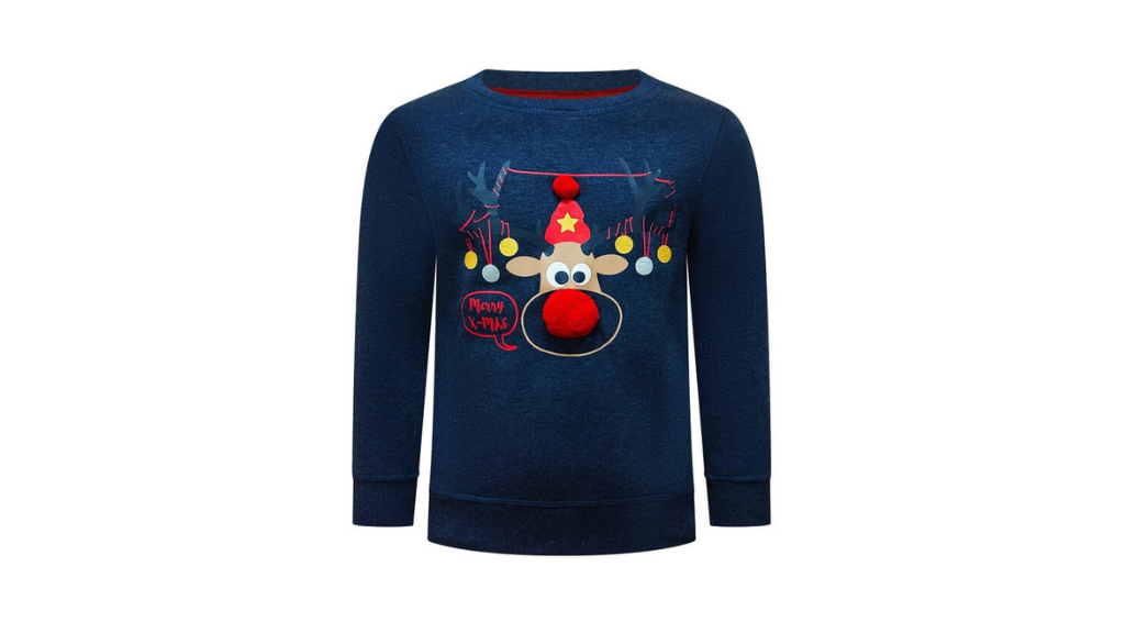 Christmas Sweater -Dark Blue- with Rudolph - L